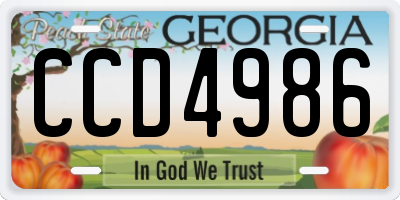 GA license plate CCD4986