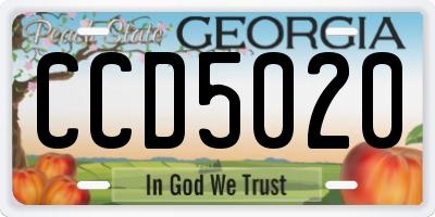 GA license plate CCD5020