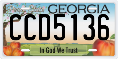 GA license plate CCD5136