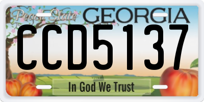 GA license plate CCD5137