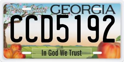 GA license plate CCD5192