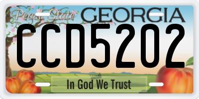 GA license plate CCD5202