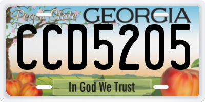 GA license plate CCD5205