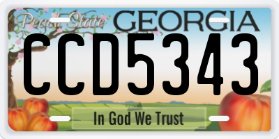 GA license plate CCD5343