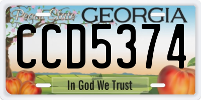 GA license plate CCD5374