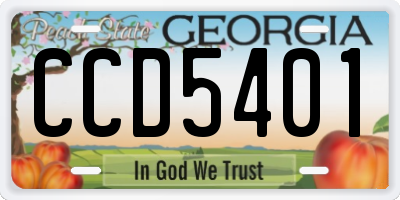 GA license plate CCD5401