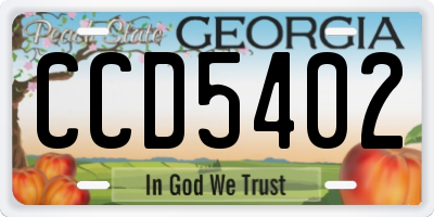 GA license plate CCD5402