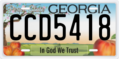 GA license plate CCD5418