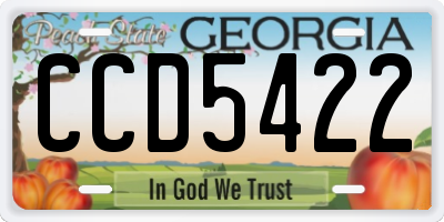 GA license plate CCD5422