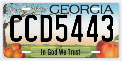 GA license plate CCD5443