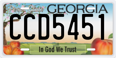 GA license plate CCD5451
