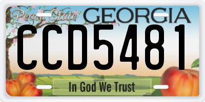GA license plate CCD5481