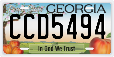 GA license plate CCD5494