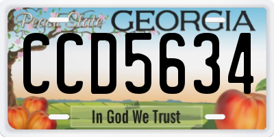 GA license plate CCD5634