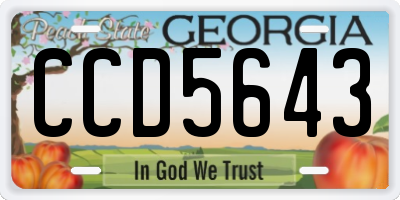 GA license plate CCD5643