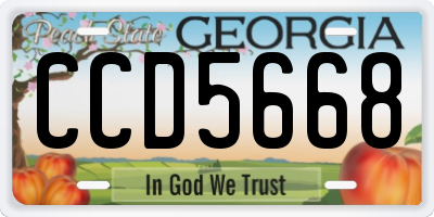 GA license plate CCD5668