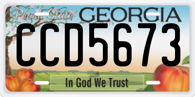 GA license plate CCD5673