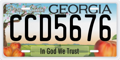 GA license plate CCD5676