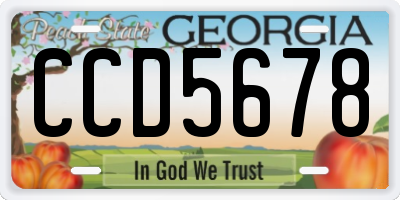 GA license plate CCD5678