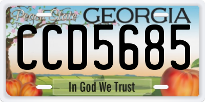 GA license plate CCD5685