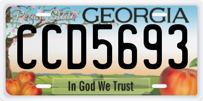GA license plate CCD5693
