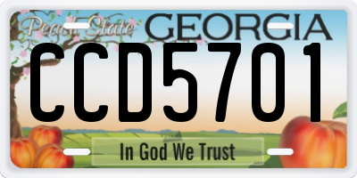 GA license plate CCD5701