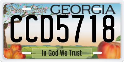 GA license plate CCD5718