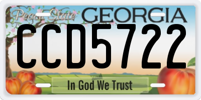 GA license plate CCD5722