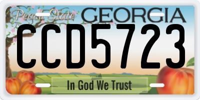GA license plate CCD5723