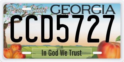 GA license plate CCD5727