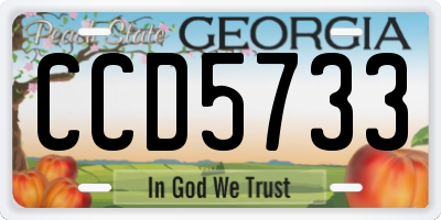 GA license plate CCD5733