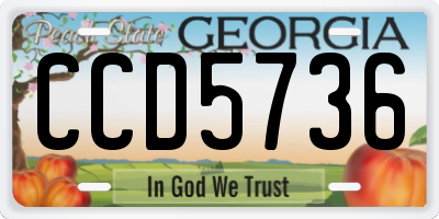 GA license plate CCD5736