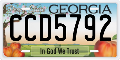 GA license plate CCD5792