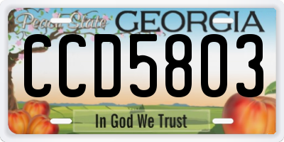GA license plate CCD5803