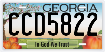 GA license plate CCD5822