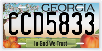 GA license plate CCD5833