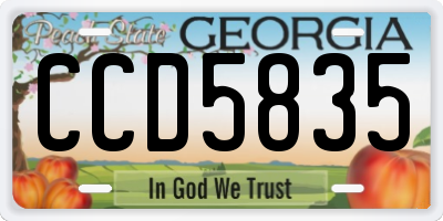 GA license plate CCD5835