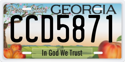 GA license plate CCD5871