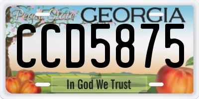 GA license plate CCD5875