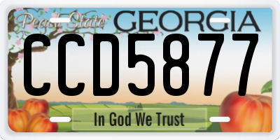 GA license plate CCD5877