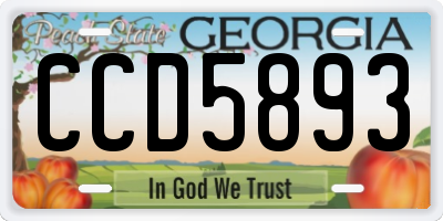 GA license plate CCD5893