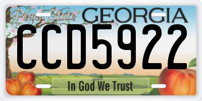 GA license plate CCD5922