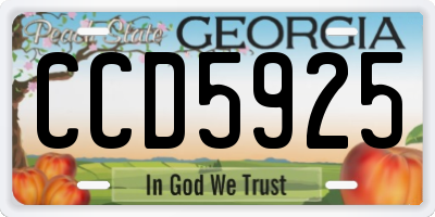 GA license plate CCD5925