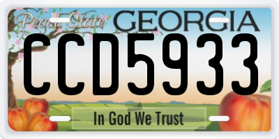 GA license plate CCD5933