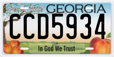 GA license plate CCD5934