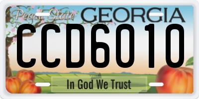 GA license plate CCD6010