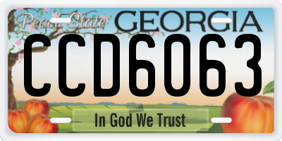 GA license plate CCD6063