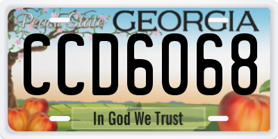 GA license plate CCD6068