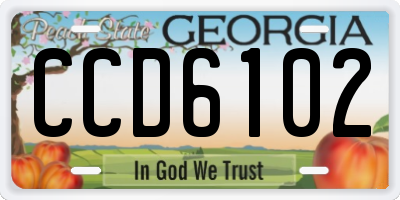 GA license plate CCD6102