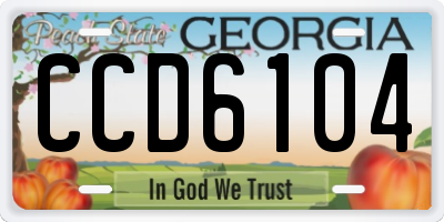 GA license plate CCD6104